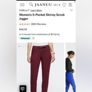 JAANUU Wine jogger scrubs Small Tall